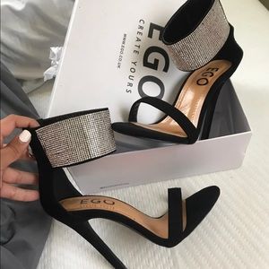 Rhinestone strappy heels